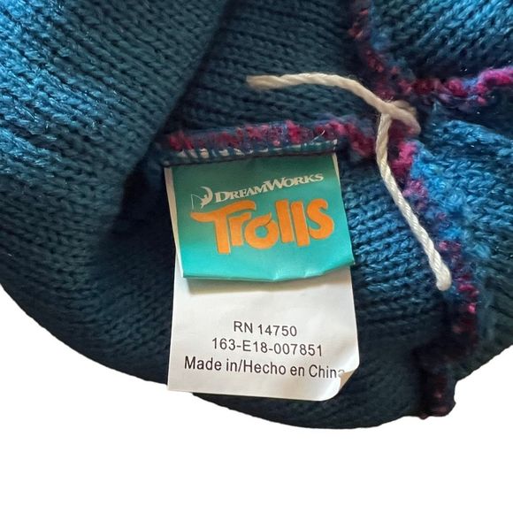 Dreamworks Trolls Winter Hat Size 2T-5T Pink Blue Poppy Troll Face Very Fun - Picture 3 of 4